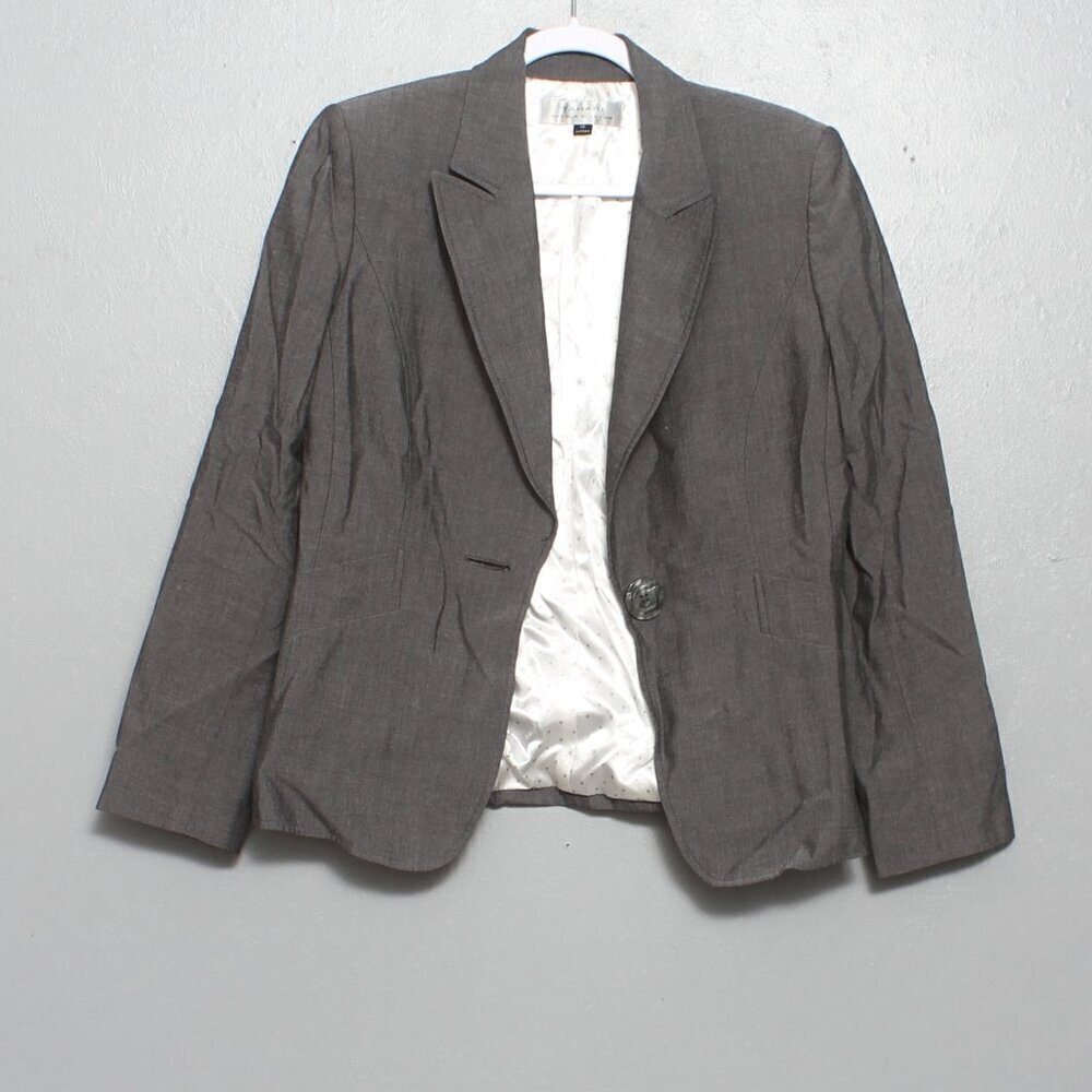 Tahari rayon blend gray lightweight blazer